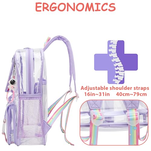 Lisinuo Clear Backpack Girl Transparene Backpacks See Through Book Bag For Women Heavy Duty Pvc Mesh Bag Cute Girls Bookbags(Purple) #TOP4