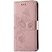 Produktbild kazineer Honor 6X Hülle, Leder Tasche Handyhülle für Huawei Honor 6X Schutzhülle Blume Muster Etui Schale Case (Pink-Gold)