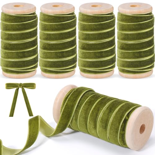 Chuangdi 4 Roll 30 Yards Christmas Velvet Ribbon...