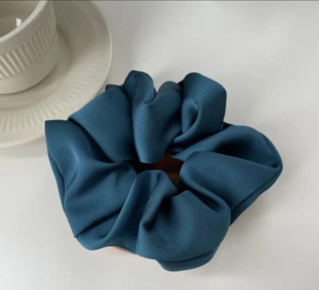 Elegant Satin Scrunchie - Soft, Silky Hair Tie for Women & Girls, Tibetan Blue