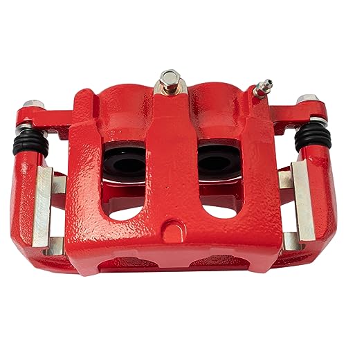 Image of TRQ Front Left Brake Caliper w /Bracket Performance Red Drivers Side | For 2011-2018 Ford Explorer 2009-2018 Flex 2010-2018 Taurus 2009-2012 Lincoln MKS MKT