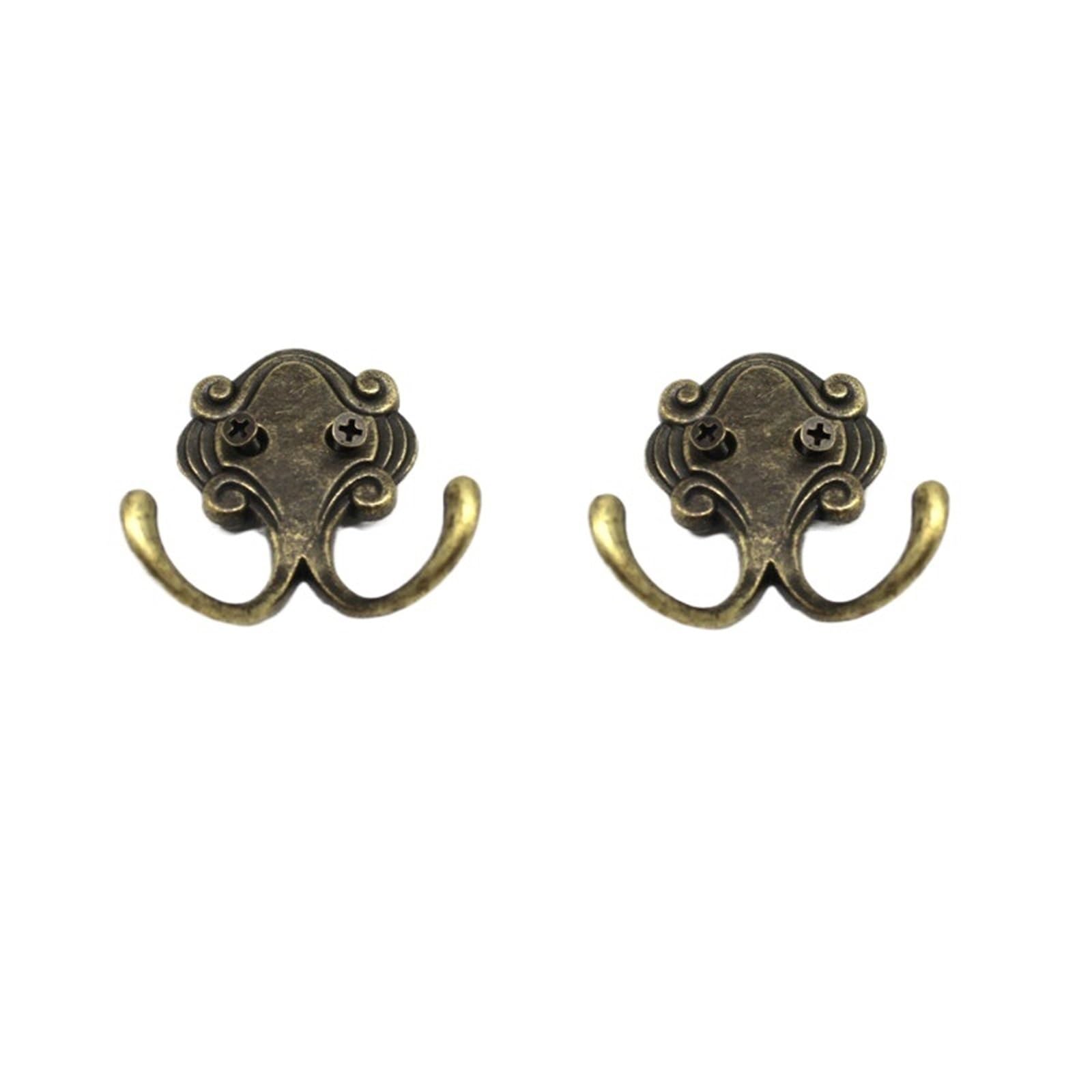 Yusuzh One Color 8Pcs Retro Zinc Alloy Double Prongs Clothes Coat Robe Purse Bag Hat Hook Hanger Antique Bronze 23Mm*53Mm*55Mm For Mudroom,Closet