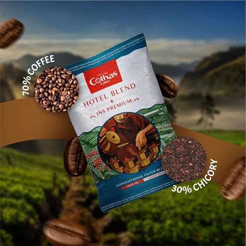 Image of Cothas Coffee - Hotel Blend INS Premium South Indian Filter Coffee Powder | Blend of 70% Coffee & 30% Chicory |Traditional Strong Coffee | Handpicked Cherries | Rich Aroma & Bold Taste | 200 g Pack