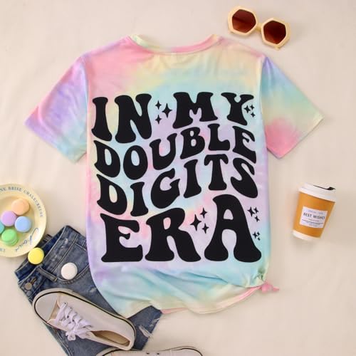 Image of IZYJOY in My Double Digits Era Shirts Girls 10th Birthday T-Shirts 10 Years Old Birthday Party Short Sleeve Summer Tee Tops