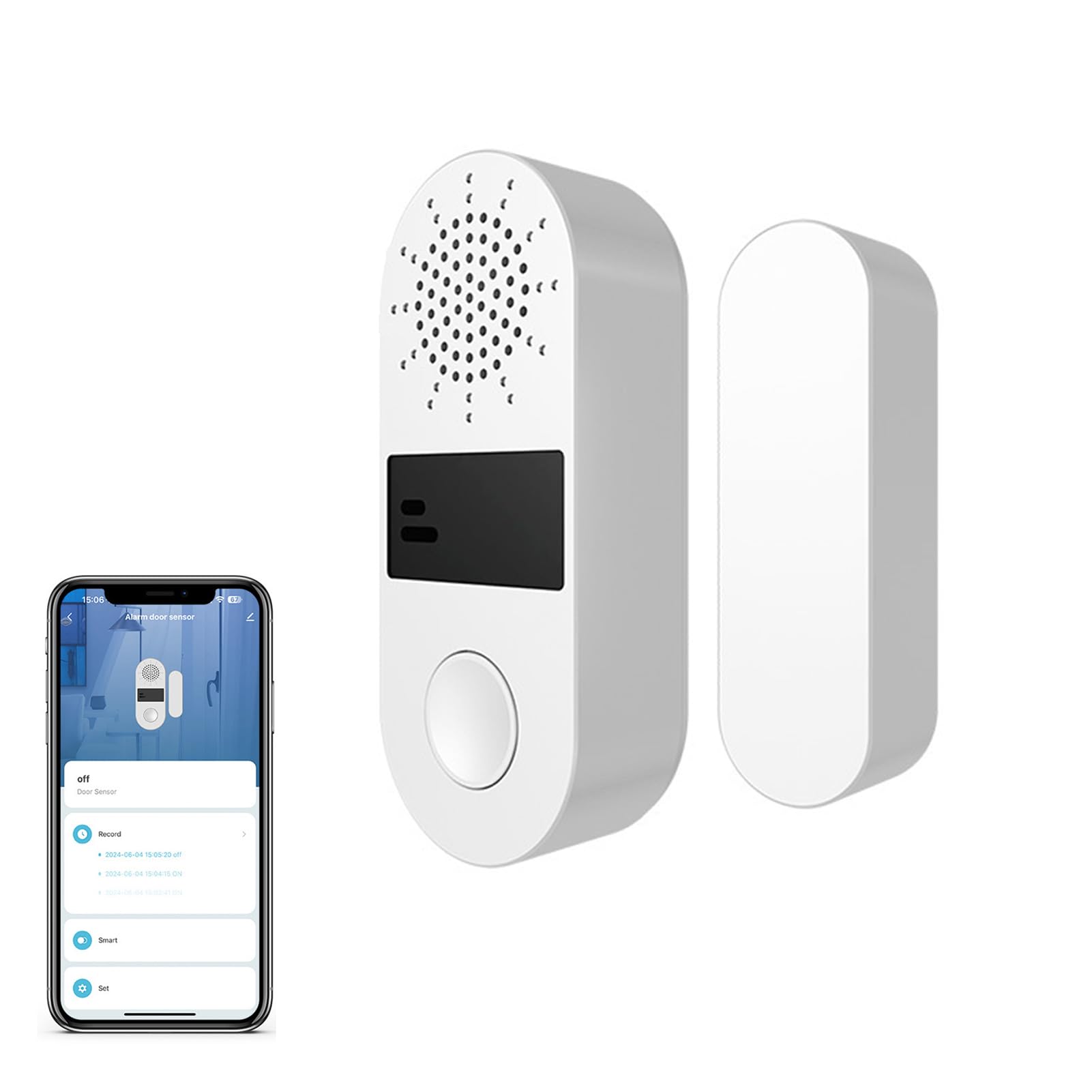 Mengshen Smart WiFi Door Sensor No Hub Needed Wireless Window Door Alarm with Loud 130dB Siren Window Door Alarm with Real-Time Phone Notifications