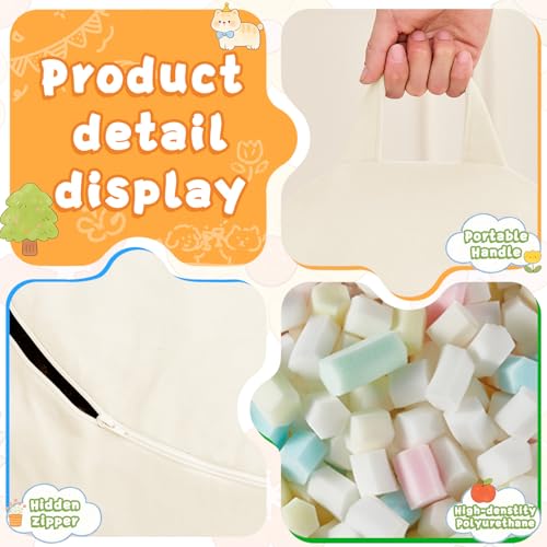 Image of Bean Bag Chairs for Kids - 2.5FT Round Memory Foam Furniture BeanBag Chair - Kids /Teens Bean Bag Sofa with Soft Micro Fiber Cover - Fluffy Couch for Playroom Living Room Bedroom, Ivory