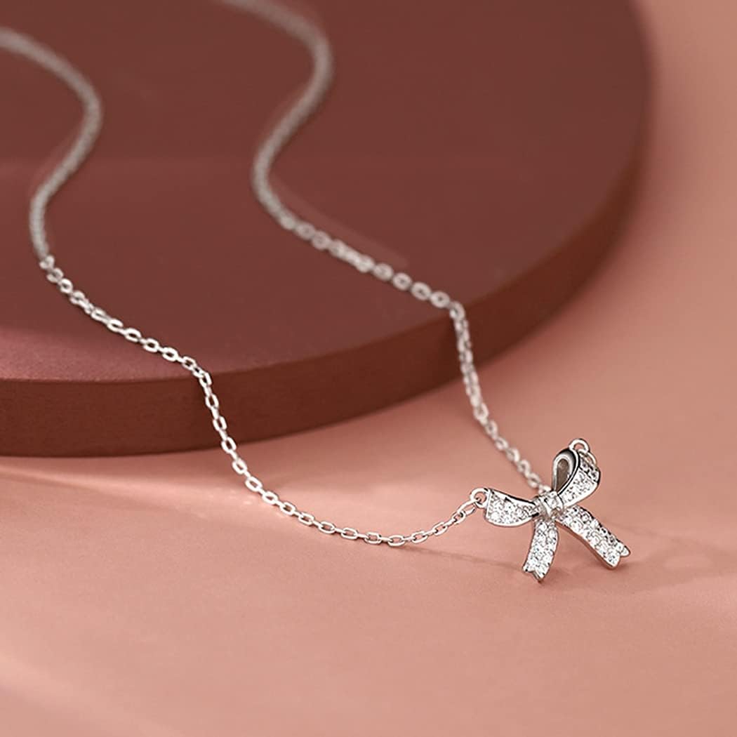 Chereda Zircon Crystal Knot Pendant Necklace for Women Handmade Jewelry Birthday Gift for Girlfriend Copper Cubic Zirconia Copper - Image 5