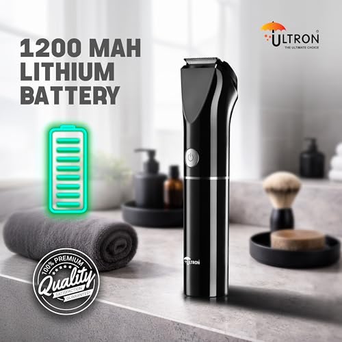 Image of ULTRON UBT01 Beard Trimmer for Men | Cordless Rechargeable Trimmer | 1200mAh Battery | Stainless Steel Blades | Type-C Fast Charging | 1 year warranty (Black)