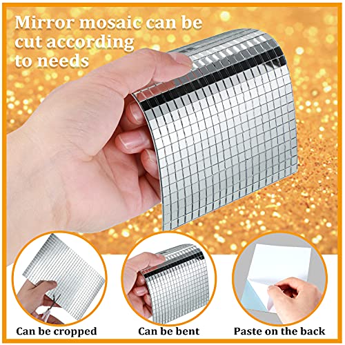 3600 Pieces Mirrors Mosaic Tiles Disco Ball Mirror Tiles Self-Adhesive Real Square Glass Mirror Diy Tiles For Craft Diy Glass Tiles Decorations Making (Silver,0.2 Inch) #TOP2