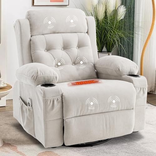 REFICCER Rocker Swivel Recliner Chair with Massage and Heat, Rocking