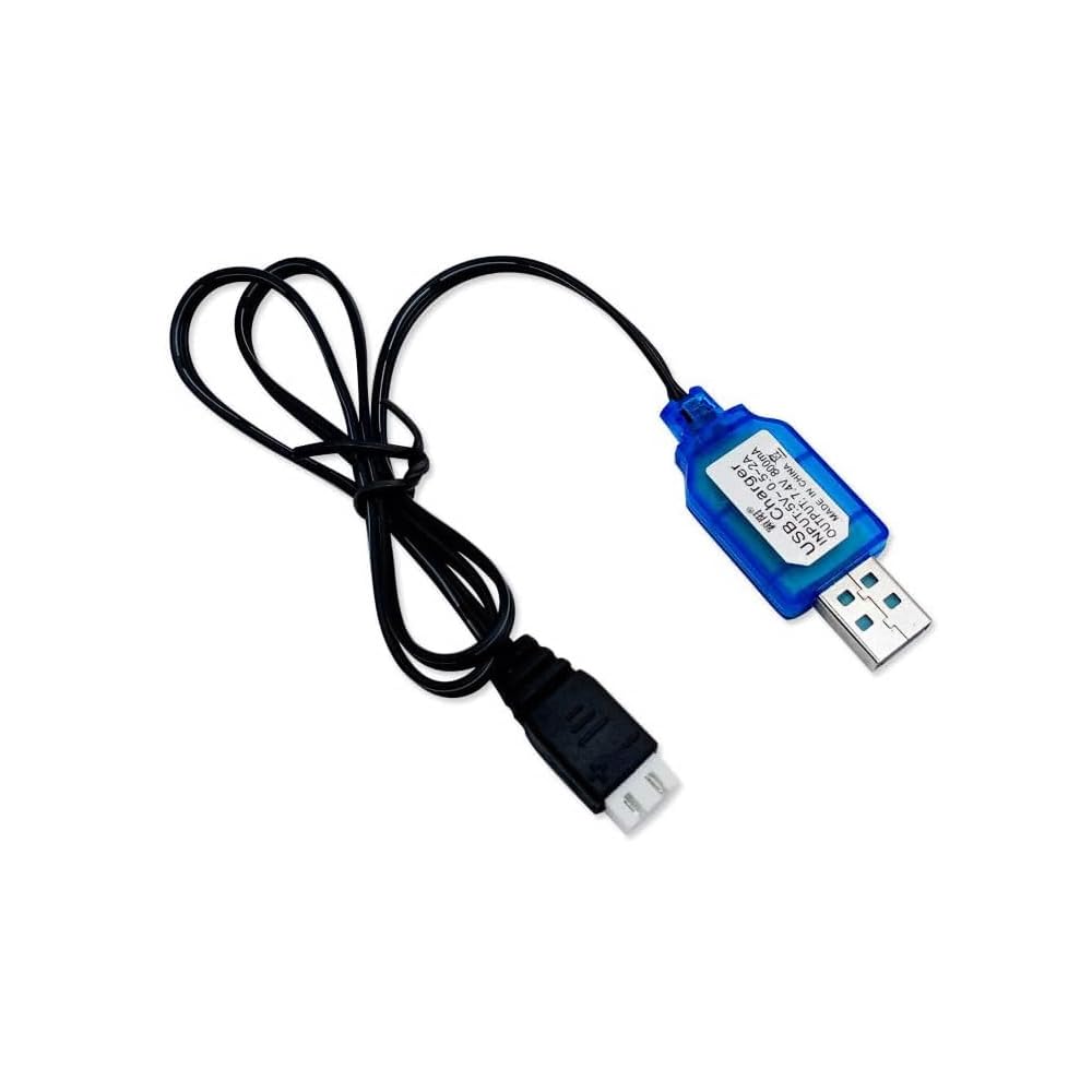 Emirrehgo USB Charger Cable Compatible for Hosim 1:12/2845/9156 LAEGENDARY,HAIBOXING,DEERC 9300,ALTAIR,NUOKE,Li-Po 7.4V LiPo Battery RC Car Rock