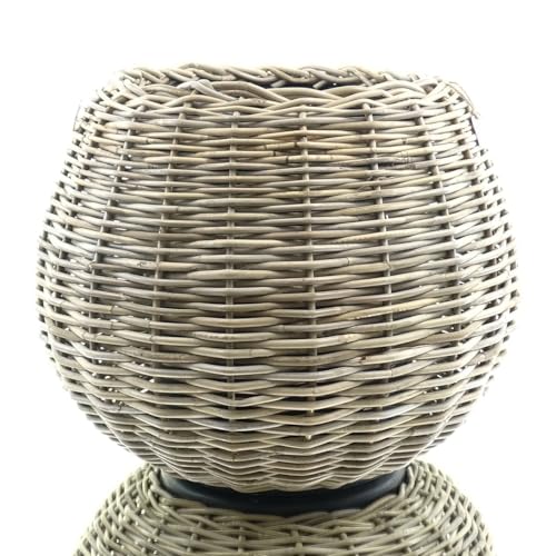 Van der Leeden DRYPOT® Rattan Tina Pflanzkübel Grau Ø 55 cm - Sylter Körbe