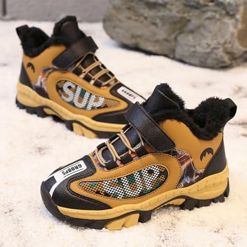 Kids Warm F𝘂r Lined Ankle Snow Boots for Girls Boys Comfy Winter Shoes Lightweight Running Athletic Shoes School3