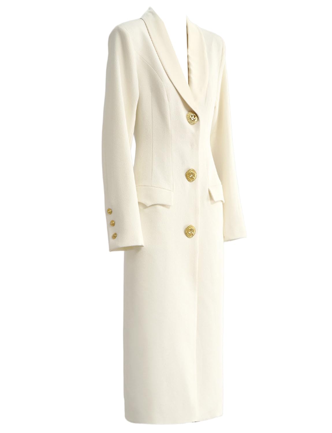 Womens Shawl Lapel Blazer Single Breasted Long Coat Christmas Office Dress Suit Jacket