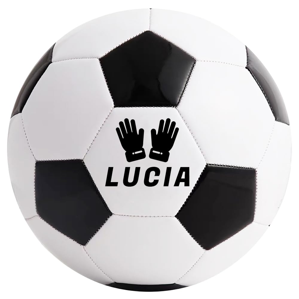 personalisiert Fußball mit Namen Bedruckt-Schwarz/Weiß,Größe 5,Fußballgeschenke, personalisierte Geschenke