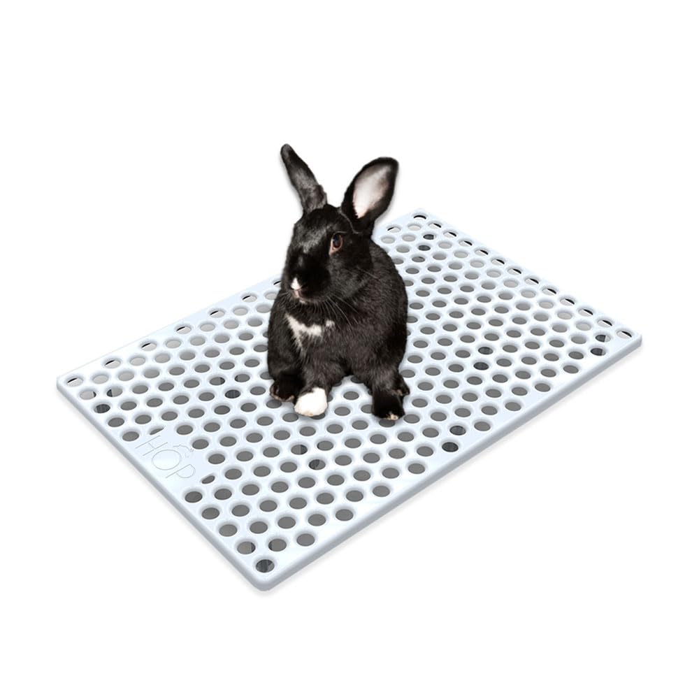 HOP Rabbit Litter Box, Less Mess with Built-in Hay Feeder Designed for Rabbits/Bunnies. Includes Removable Cover and Pan. BPA-Free and Dishwasher Safe. (Grid ONLY)