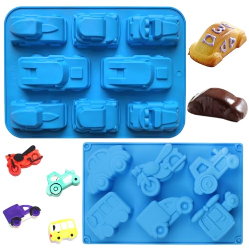 MEZHEN Moules en Silicone Voitures Moulle Silicone Tracteur Moules à Gâteaux 3D Moules à Pâtisserie Moule de Cuisson Chocolats Maison Pralines Gaufres...