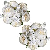 Tamaño: un ramo tiene 13 tallos con muchos detalles, 6 flores florecidas (8,9 cm de diámetro), 2 capullos (4,6 cm de diámetro), altura total aproximadamente 49 cm.