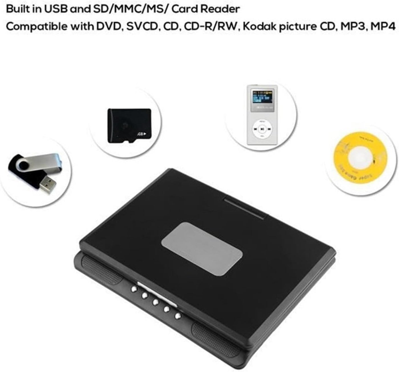 9.8インチ ホームカー DVD プレーヤー VCD CD ゲーム TV プレーヤー USB ラジオ アダプター USBメディア再生