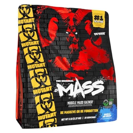 Mutant Mass Weight Gainer Protein Powder – Build Muscle Size and Strength with 1100 Calories – 56 g Protein – 26.1 g EAAs – 12.2 g of BCAAs – 5 lbs – Vanilla Ice Cream
