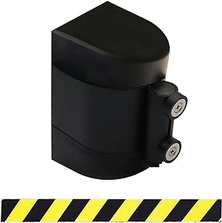 Black Magnetic Attraction Retractable Belt Barrier,6.6/9.8/16.4FT Optional,Magnetic Queuing Safety Tape Cordon with mounting Accessories,for Crowd Control(A,2M/6.6FT)