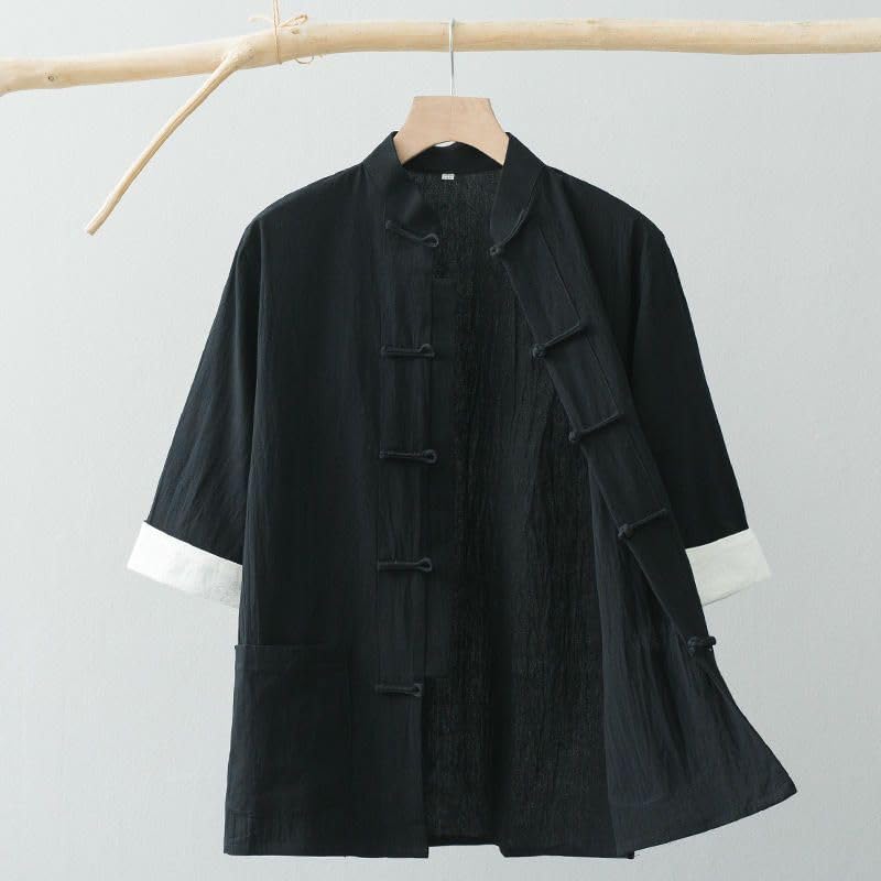 Camisa de estilo chino para hombre en puro algodón Tang Suit de manga corta 7