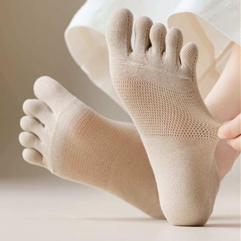 3 Paia di Calzini da Donna a Cinque Dita Calzini Invisibili Traspiranti in Maglia di Calzini da Barca in Cotone Moda Primavera Estate (Color : 3 Pairs Yellow, Size : EU 34-39)
