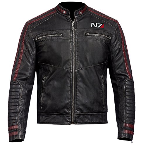 MASS EFFECT 3 - N7 COMMANDER SHEPARD STYLISH MOTORCYCLE LEATHER JACKET (M - Chest Size 38"- 39")