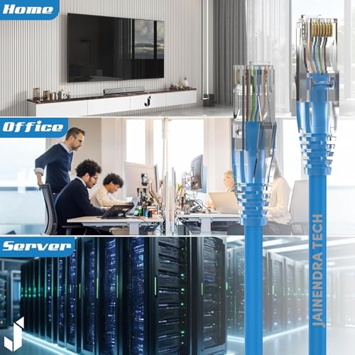 Image of Cat6 Ethernet Patch Cable 24-Pack (7 ft) - Technician Grade Slim & Flexible LAN Cables - Gigabit RJ45 Network Patch Cord for Switch, Patch Panel, Router, Server Rack- Gold-Plated