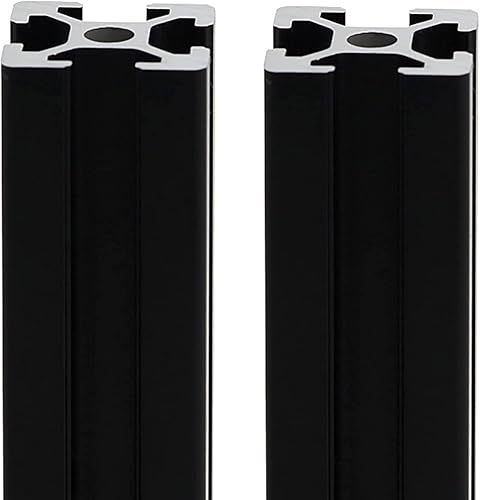 Mssoomm Paquete de 2 perfiles de extrusión de aluminio 2020, longitud de 47.24 pulgadas 47.244in, negro, 0.787 x 0.787in, serie 20 T tipo T ranura