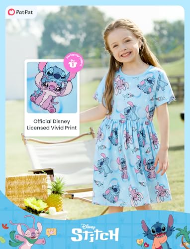 Image of Disney Minnie Mouse Princess Frozen Elsa Stitch Girls Dress Sleeveless & Short Sleeve Casual Summer Clothes Baby to Toddler