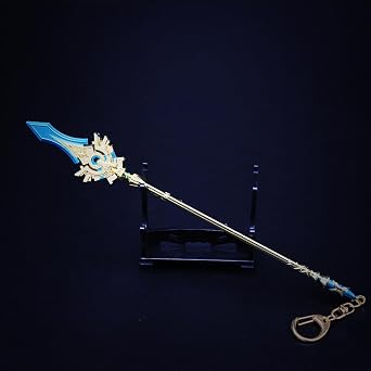 1PC Genshin impact weapon keychain desktop ornaments game Lance with display stand