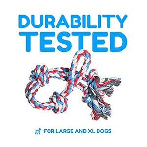 XL Dog Rope Toy For Aggressive Chewers – Benefits Non-Profit Dog Rescue – Tug of War Dog Toy, Dog Toys for Large Dogs, Tough Dog Toys, Nearly Indestructible Dog Toys for Aggressive Chewers, Red