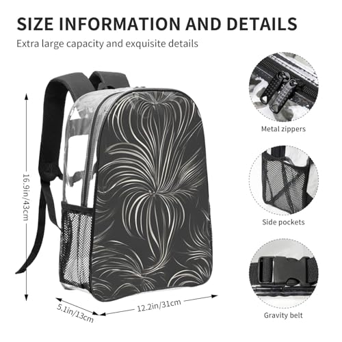 Modern Print Work Travel Stadium Events Transparent Backpack PVC Clear Bag Large Side Pockets4