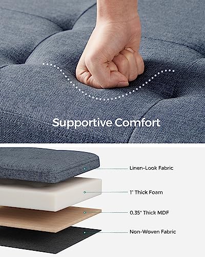 Image of SONGMICS Mazie Collection - 30 Inches Folding Storage Ottoman Bench, Ottoman Foot Rest, End of Bed Bench, Storage Chest, Load 660 lb, for Living Room, Bedroom, Entryway, Misty Blue ULSF047Q01