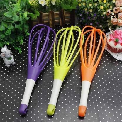ONPRIX Magic Foldable Plastic Whisk Beater Hand Blender Mixer Froth Whisker Latte Maker for Milk Coffee Egg Beater Juicer (Multi Color)