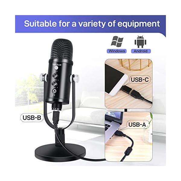 Tekutue Professional Noise Cancelling USB Mikrofon für Smartphone PC - Kondensatormikrofone mit Nierencharakteristik für… – Bild 7