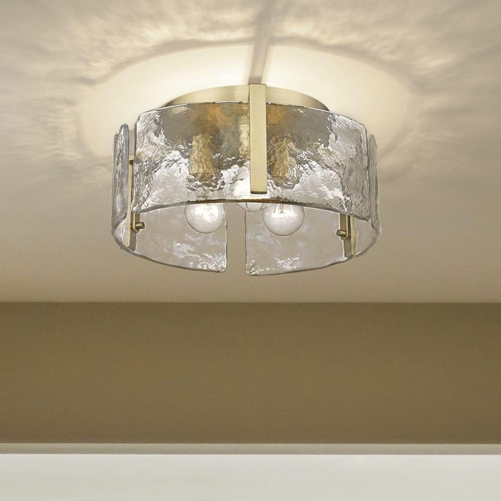 Golden Lighting 3164-FM PW-HWG Aenon - 3 Light Flush Mount in Modern Style-6.88 Inches Tall and 15 Inches Wide, Finish Color: Pewter