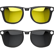 2Pcs Polarized Clip for Ray-Ban Meta Wayfarer & Gen 2 RW4006/RW4012, M Size, 50-22, Discoloration Clip for Meta Wayfarer Gen 2 UV Protection, Smart Glasses Polarized Lens Set Black Gray+Yellow