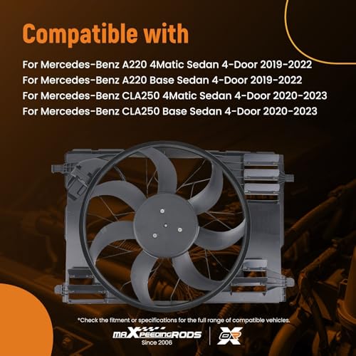 Image of maXpeedingrods Radiator Cooling Fan Assembly Fits for Mercedes-Benz CLA250 GLA250 GLB250 A220 2.0L, A2479060100 A2479060200 A2479067806