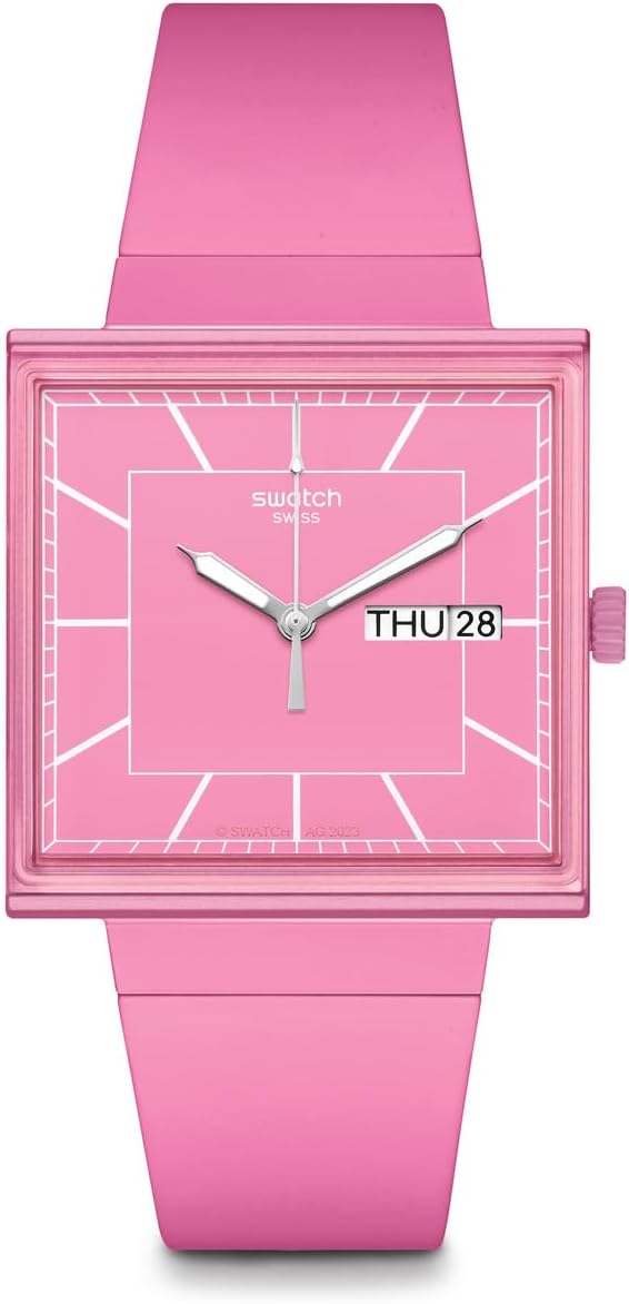 Swatch Square Bioceramic Unisex Watch Casual Bioceramic Pink Quartz Waterproof What If...Rose?