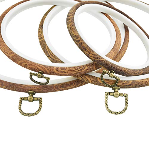 Image of Embroidery Hoop Frames by Celley, Vintage Faux Wood Design, 4 Pcs (5.9 Inches)