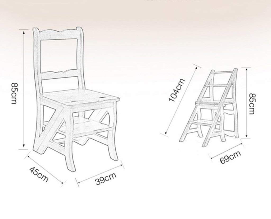 GZ Mobili per la casa Scale Multi-Funzione Sedie in Legno massello Pieghevole Dual Scopo Living Room Back Chair Ladder