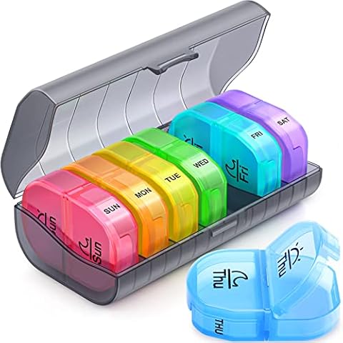 Weekly Pill Organizer 2 Times a Day, ZIKEE AM PM Pill Box with 7 Detachable Pill Case, BPA-Free & Portable 7 Day Pill Organizer with Large Storage to Hold Medication, Vitamins and Fish Oils Cover