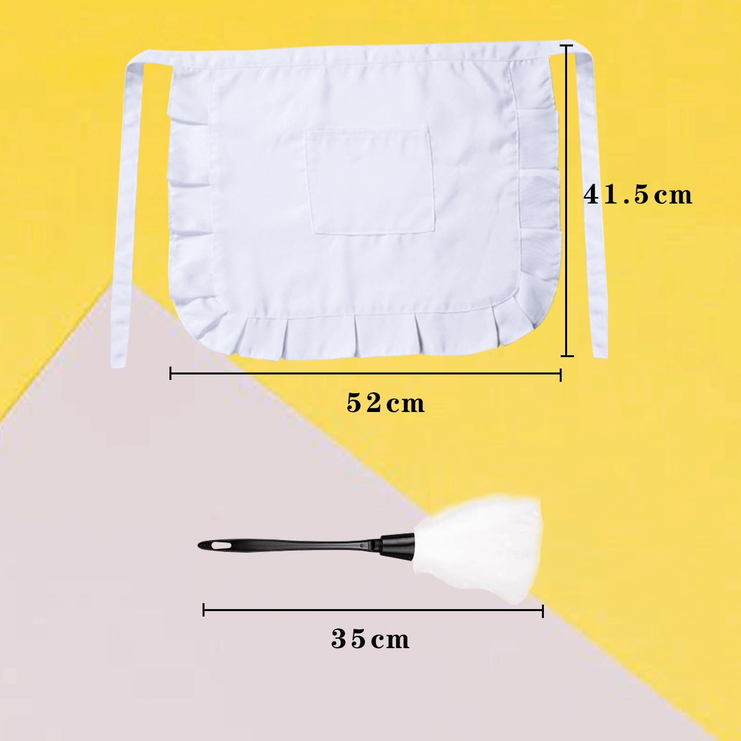 HAICN 3Pieces Maid Costume Accessories Set Halloween Feather Duster French Maid Headband Duster Retro Half Waist Maids Apron Costume Accessory Cosplay Prop for Women - Image 2