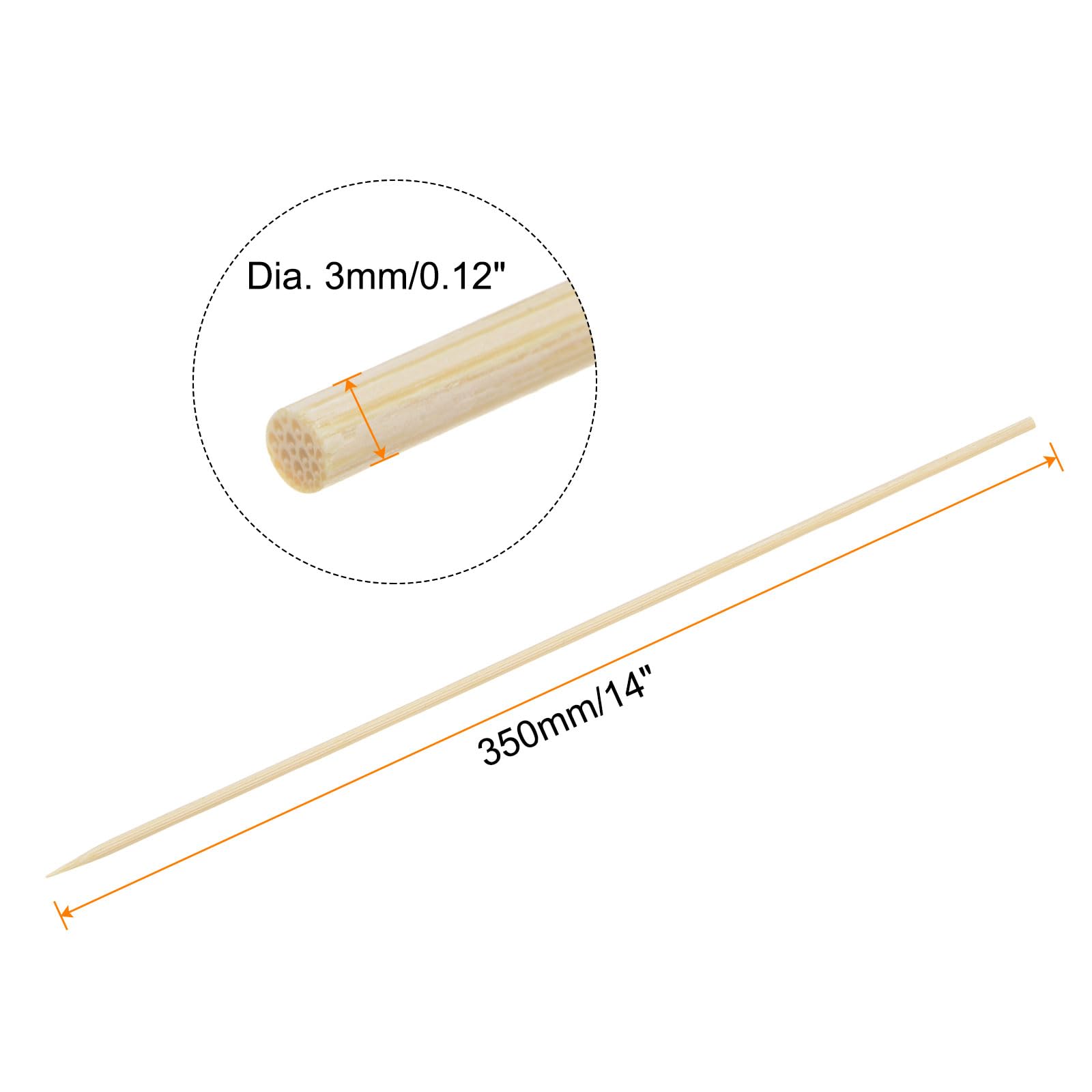 HARFINGTON 900pcs Bamboo Skewers Sticks 14 Inch 3mm Dia Natural Wooden Cocktail Picks for Barbecue Appetizers Grilling Fruit