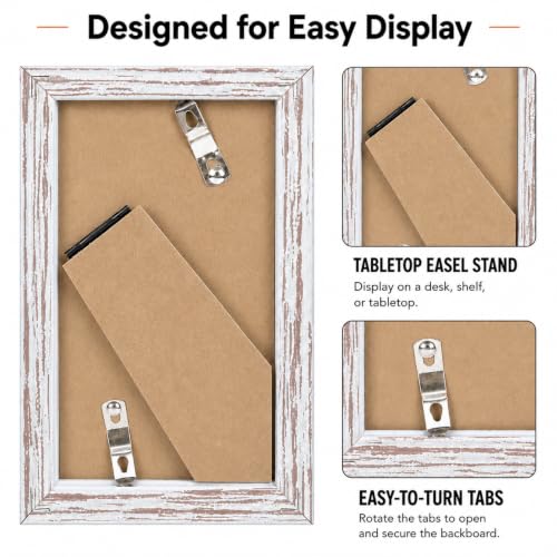 Image of JCJMY 3x4 Picture Frame Rustic White for Wall Hanging or Tabletop, Wall Mounting Horizontally or Vertically, 3 x 4 Wall Gallery Poster Photo Frame with Shatter Resistant Plexiglass, Rustic White