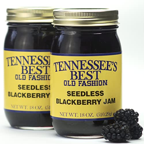Tennessee’s Best Old Fashion Style Seedless Blackberry Jam | Handcrafted With Simple Ingredients | Small Batch Made- Two 18 Oz Resealable Glass Jars #TOP24