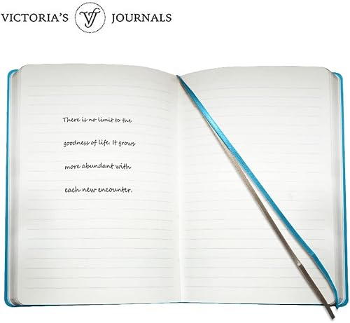 Miniatura 5 de VICTORIA'S JOURNALS Diario vintage de cuero sintético con tapa dura, diario de viaje de aspecto antiguo, tamaño A5, 5.7 x 8.1 pulgadas (azul claro,