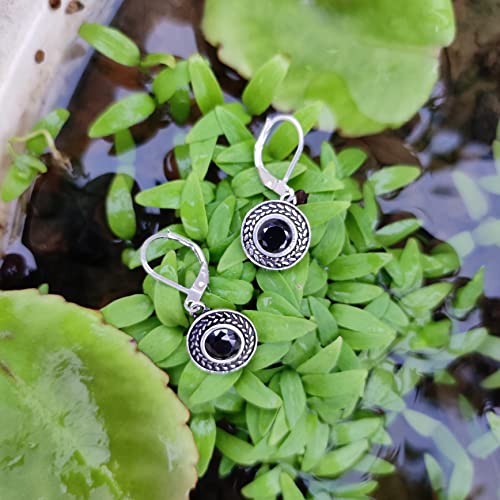 Handmade Bohemian Crystal Leverback Earrings for Women – Lightweight 925 Silver Plated Boho Dangle Teardrop Earrings Jewelry Gifts (Black, Blue, White Pearl)3